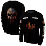 customized louisiana monroe warhawks punisher skull black hoodie best selling