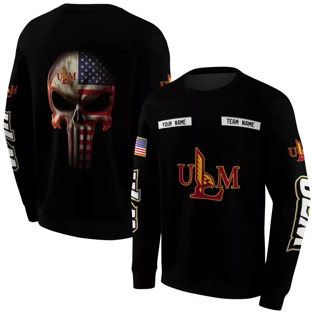 customized louisiana monroe warhawks punisher skull black hoodie premium grade customized louisiana monroe warhawks punisher skull black hoodie premium grade