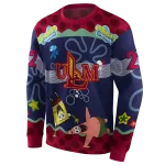 customized louisiana monroe warhawks spongebob patrick star red navy hoodie best selling