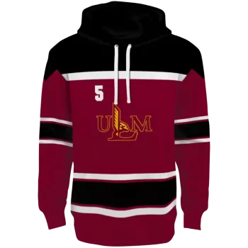 customized louisiana monroe warhawks striped pattern red hoodie best selling