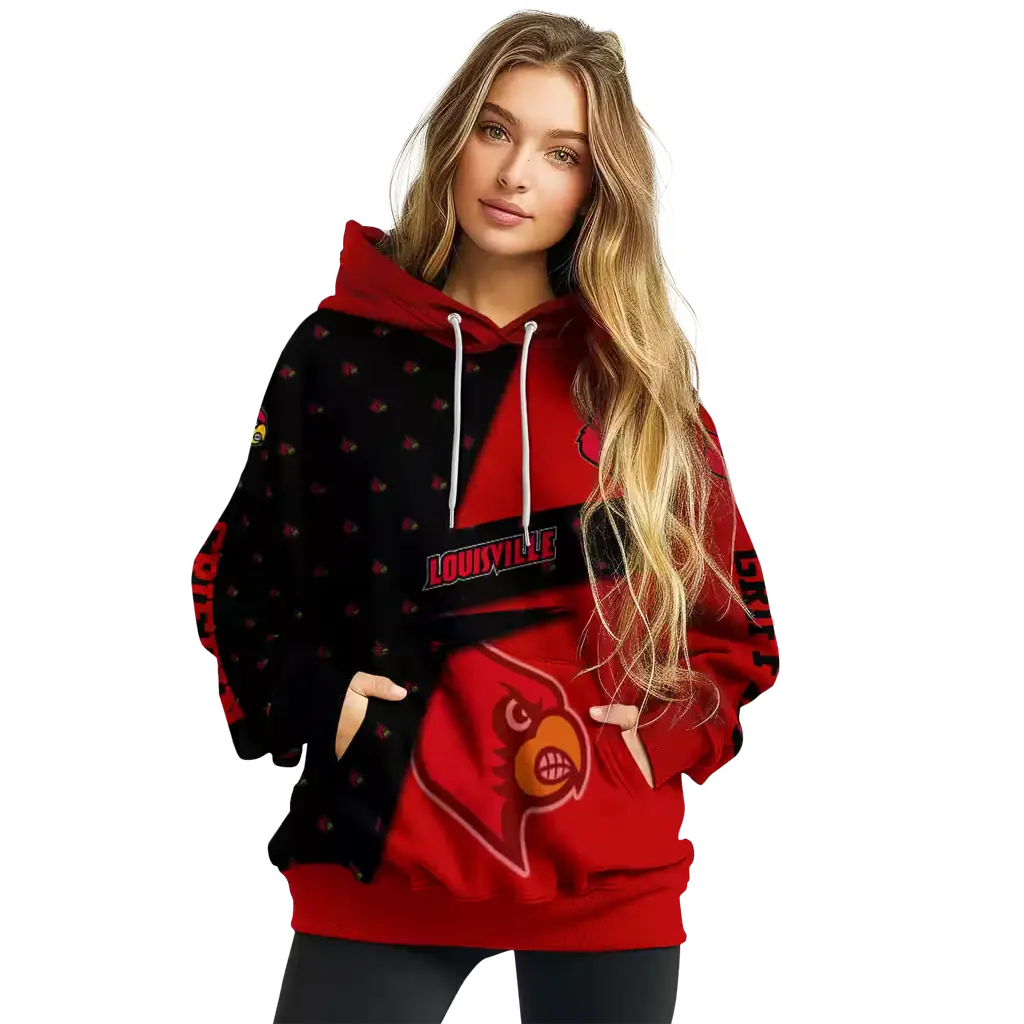 customized louisville cardinals abstract shape red hoodie high quality customized louisville cardinals abstract shape red hoodie high quality