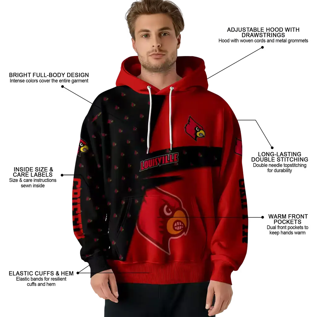 customized louisville cardinals abstract shape red hoodie latest model customized louisville cardinals abstract shape red hoodie latest model