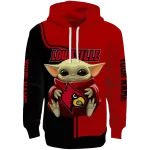 customized louisville cardinals baby yoda red black hoodie best selling