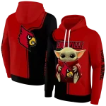 customized louisville cardinals baby yoda red black hoodie best selling