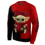 customized louisville cardinals baby yoda red black hoodie best selling