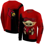 customized louisville cardinals baby yoda red black hoodie best selling