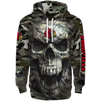 customized louisville cardinals camo skull hoodie best selling