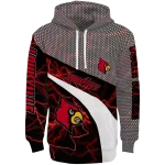 customized louisville cardinals hexagonal mesh red black gray hoodie best selling