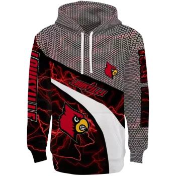 customized louisville cardinals hexagonal mesh red black gray hoodie best selling