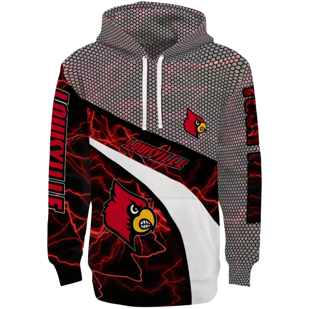 customized louisville cardinals hexagonal mesh red black gray hoodie best selling customized louisville cardinals hexagonal mesh red black gray hoodie best selling