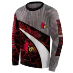 customized louisville cardinals hexagonal mesh red black gray hoodie best selling