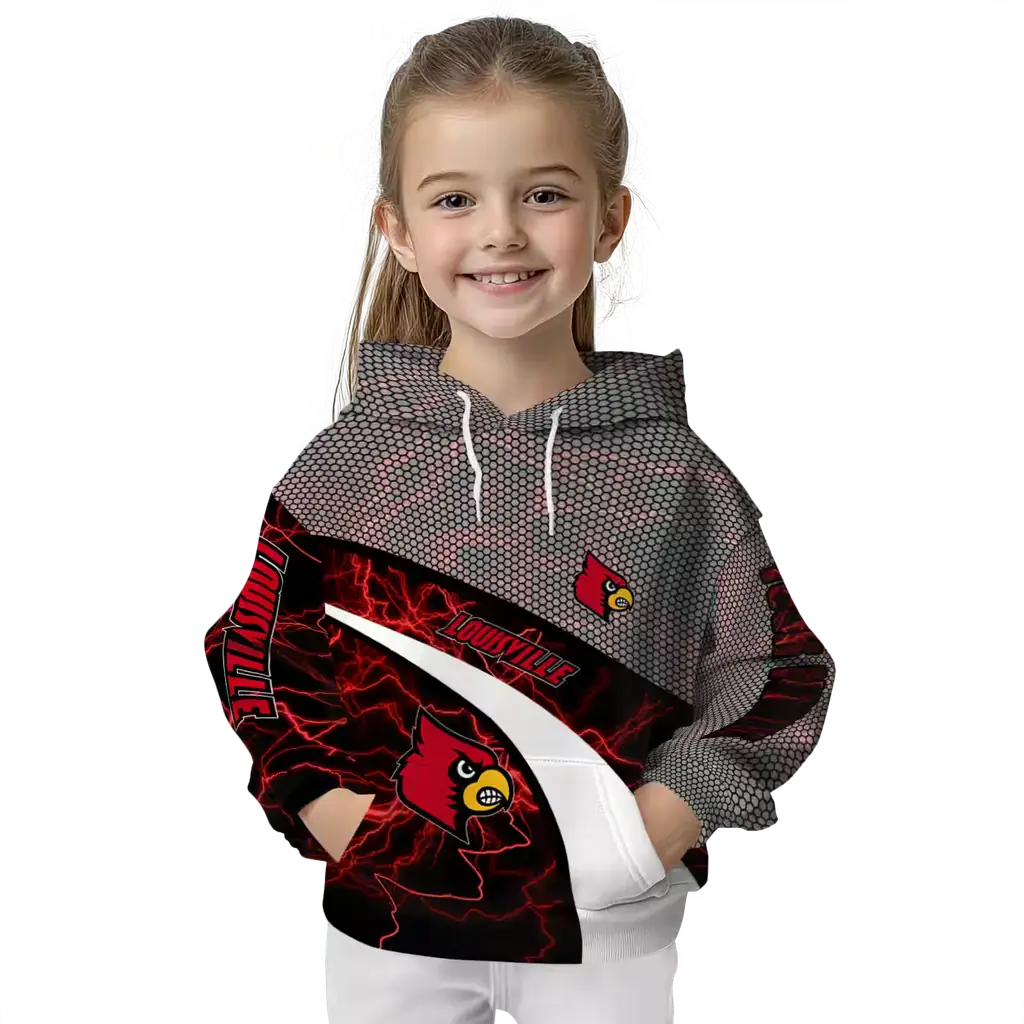 customized louisville cardinals hexagonal mesh red black gray hoodie top rated customized louisville cardinals hexagonal mesh red black gray hoodie top rated