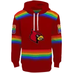 customized louisville cardinals rainbow stripes red hoodie best selling