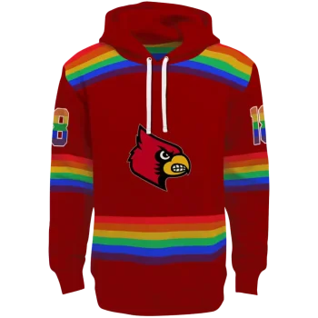 customized louisville cardinals rainbow stripes red hoodie best selling