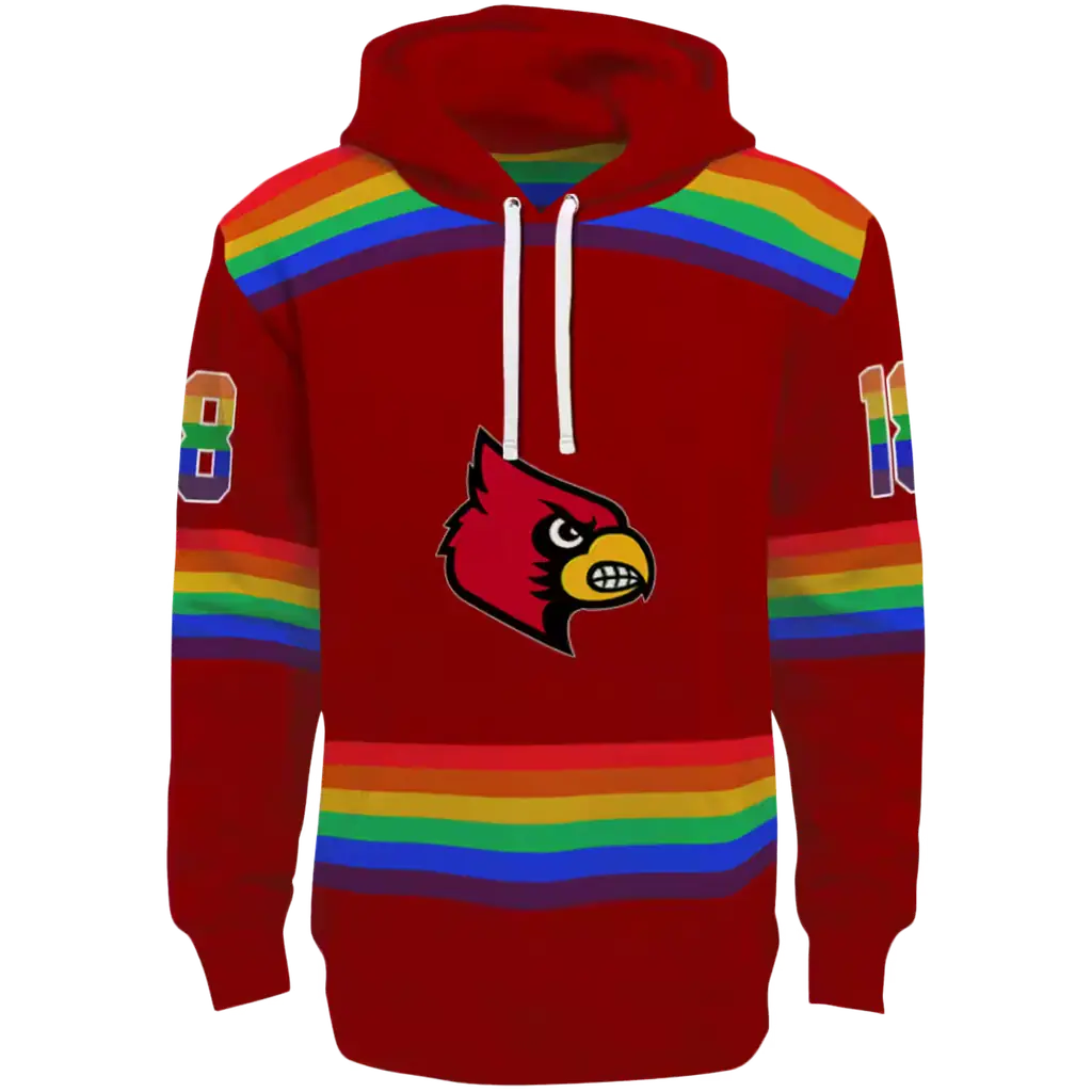 customized louisville cardinals rainbow stripes red hoodie best selling customized louisville cardinals rainbow stripes red hoodie best selling