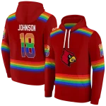 customized louisville cardinals rainbow stripes red hoodie best selling
