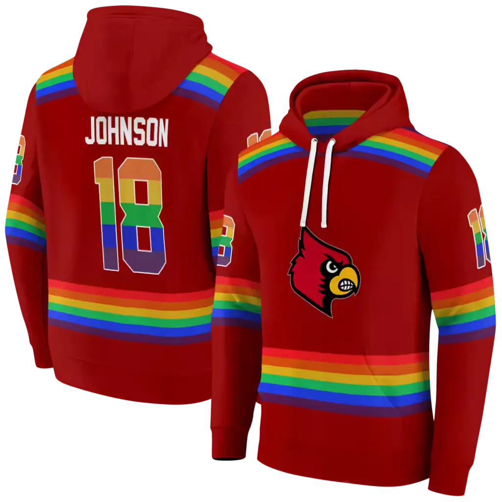 customized louisville cardinals rainbow stripes red hoodie fashion forward customized louisville cardinals rainbow stripes red hoodie fashion forward