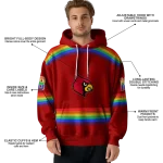 customized louisville cardinals rainbow stripes red hoodie best selling