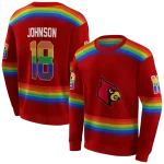 customized louisville cardinals rainbow stripes red hoodie best selling