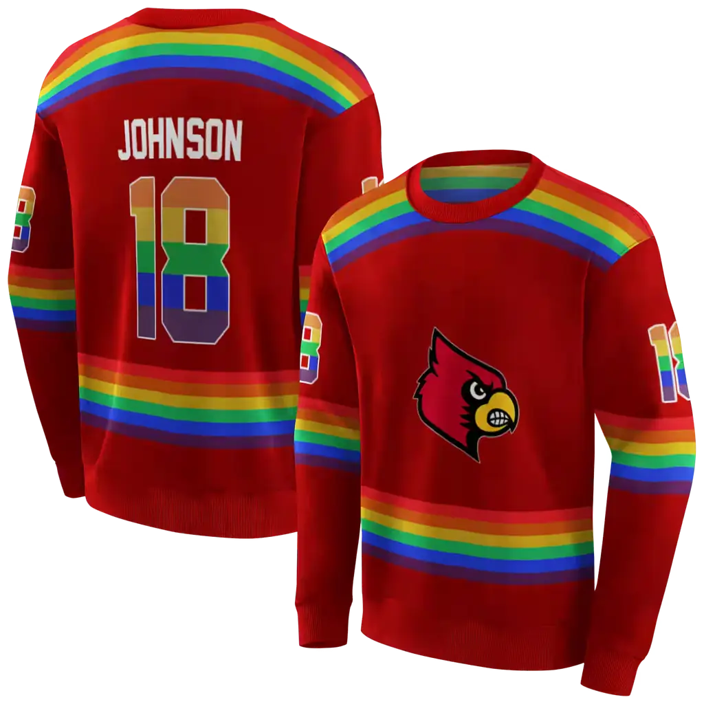 customized louisville cardinals rainbow stripes red hoodie premium grade customized louisville cardinals rainbow stripes red hoodie premium grade