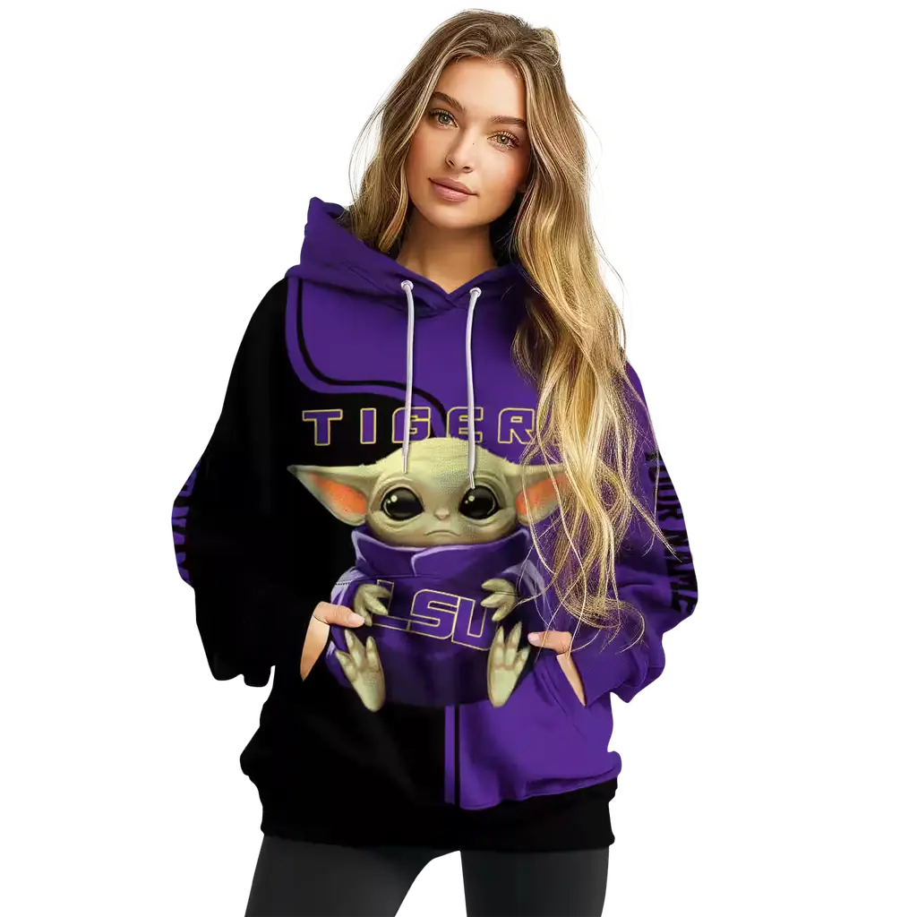 customized lsu tigers baby yoda purple black hoodie high quality customized lsu tigers baby yoda purple black hoodie high quality