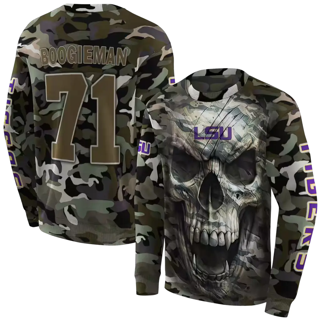 customized lsu tigers camo skull hoodie premium grade customized lsu tigers camo skull hoodie premium grade