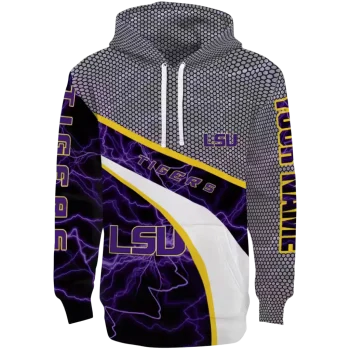 customized lsu tigers hexagonal mesh purple black gray hoodie best selling