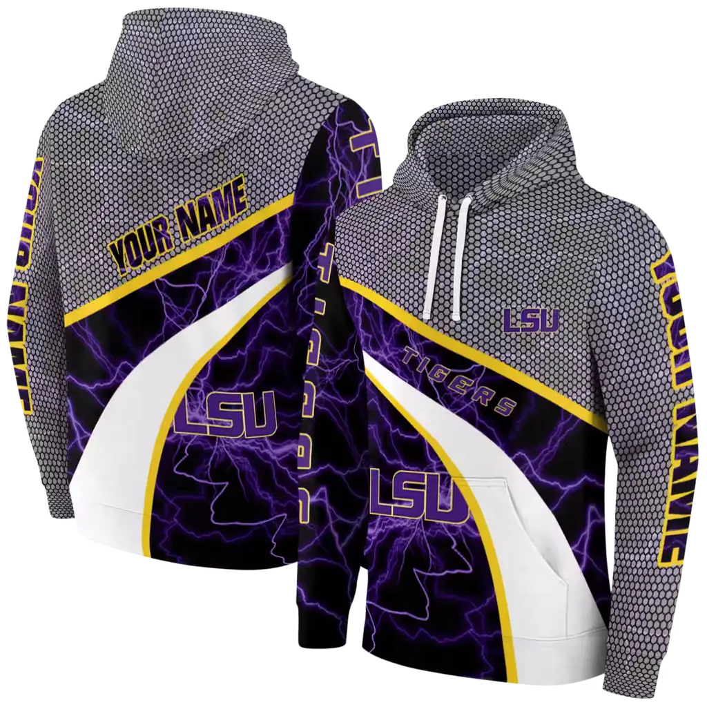 customized lsu tigers hexagonal mesh purple black gray hoodie fashion forward customized lsu tigers hexagonal mesh purple black gray hoodie fashion forward