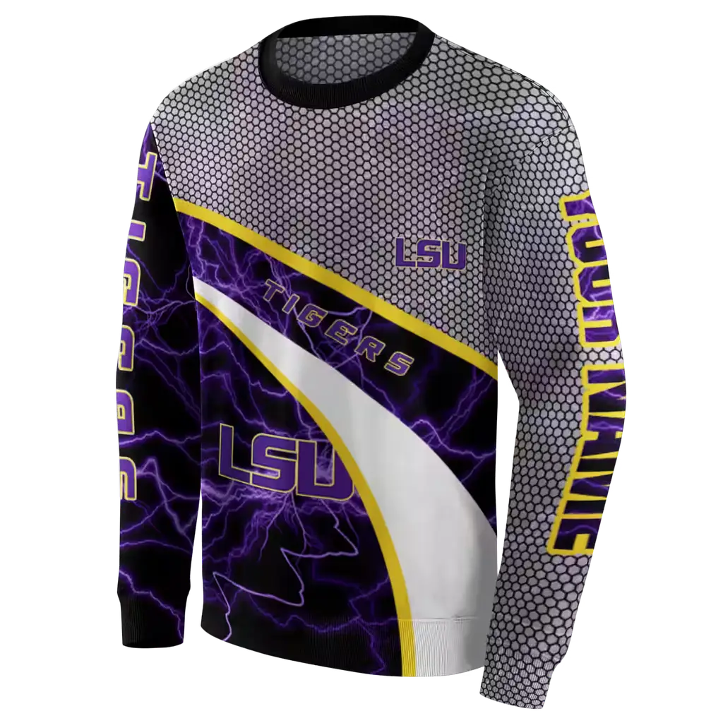 customized lsu tigers hexagonal mesh purple black gray hoodie new arrival customized lsu tigers hexagonal mesh purple black gray hoodie new arrival