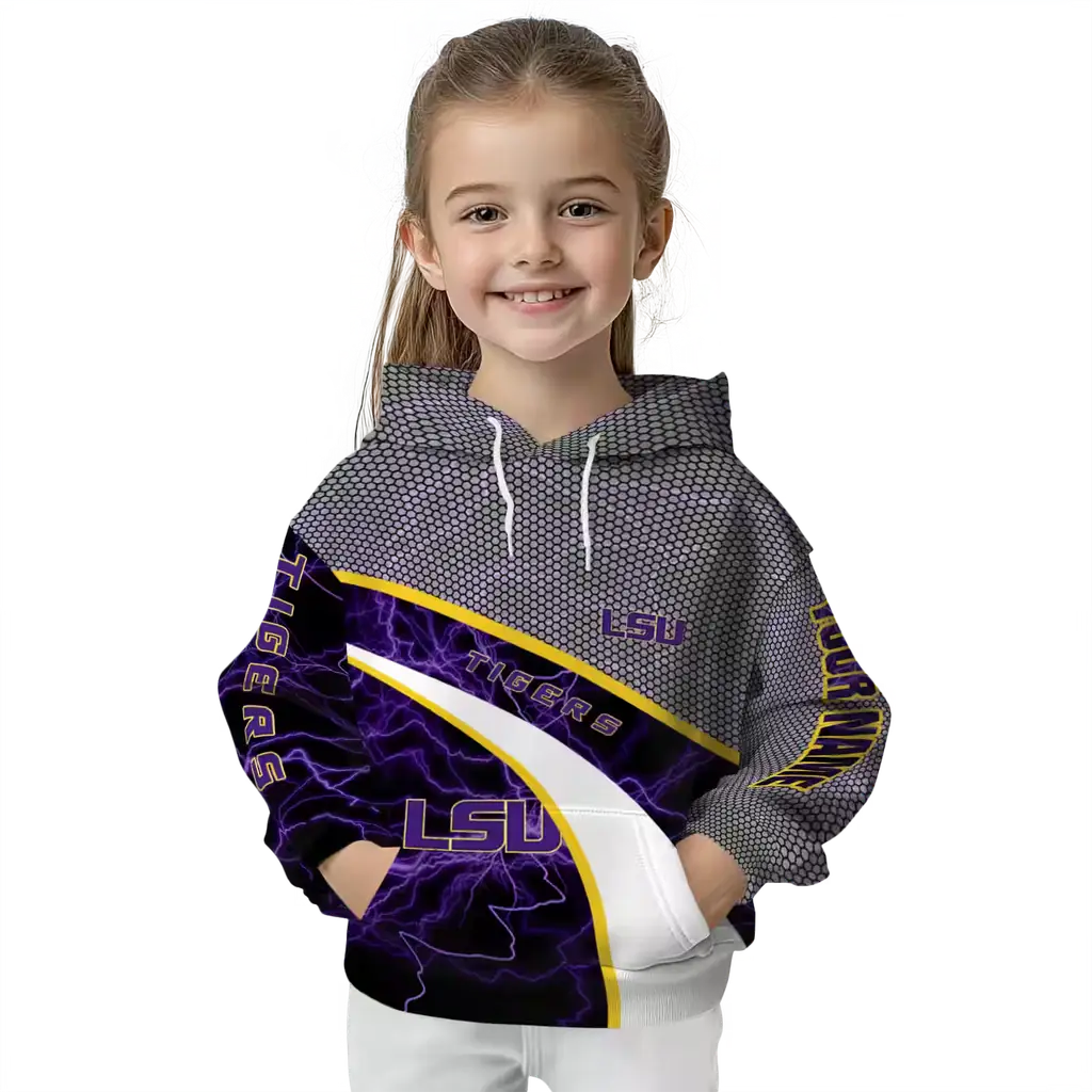 customized lsu tigers hexagonal mesh purple black gray hoodie top rated customized lsu tigers hexagonal mesh purple black gray hoodie top rated