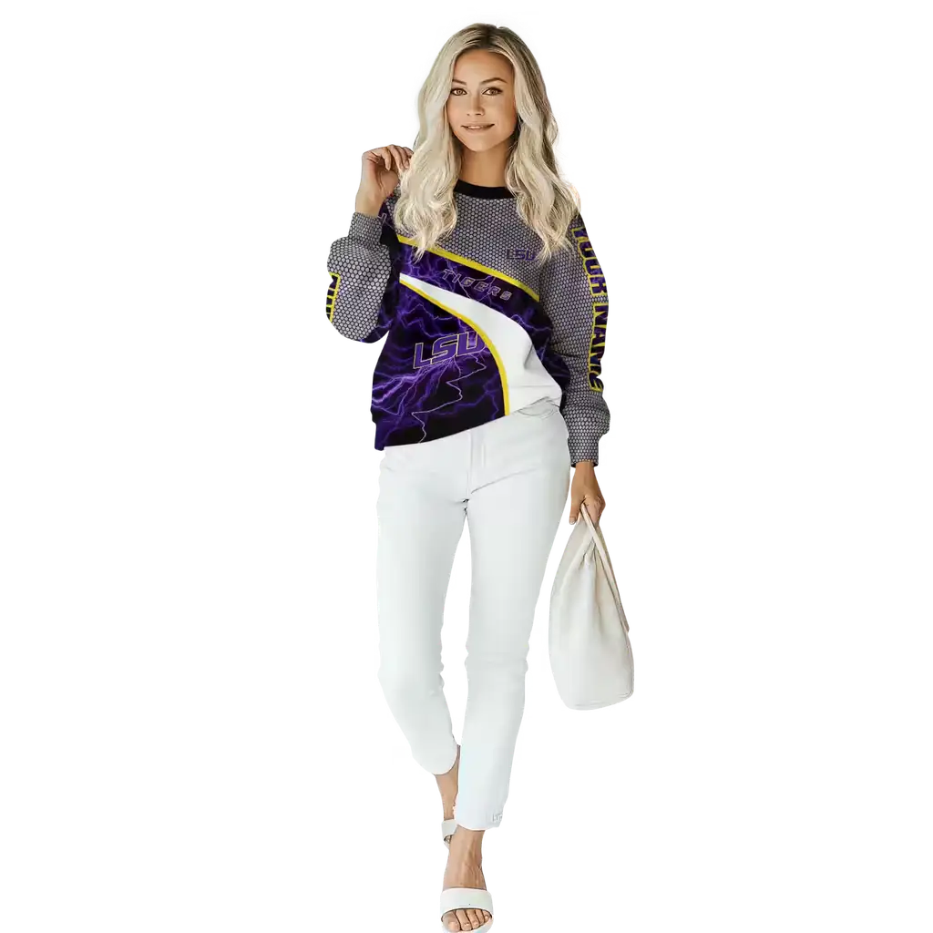 customized lsu tigers hexagonal mesh purple black gray hoodie trendy customized lsu tigers hexagonal mesh purple black gray hoodie trendy