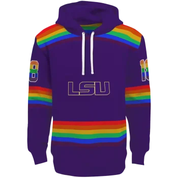 customized lsu tigers rainbow stripes purple hoodie best selling
