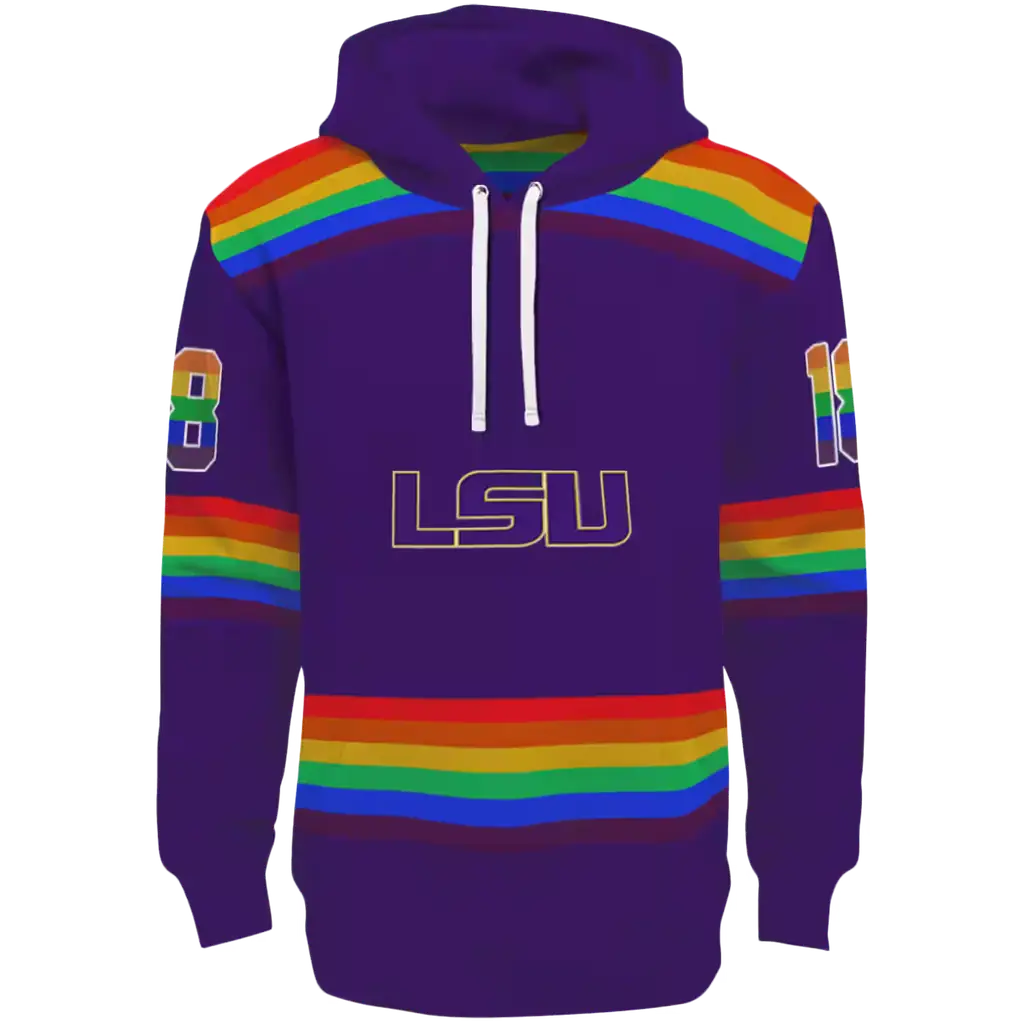 customized lsu tigers rainbow stripes purple hoodie best selling customized lsu tigers rainbow stripes purple hoodie best selling