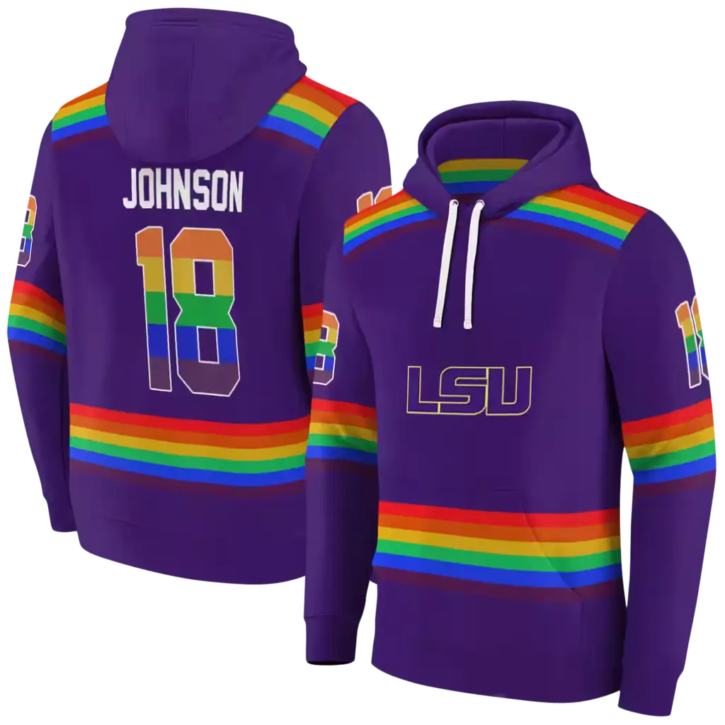 customized lsu tigers rainbow stripes purple hoodie fashion forward customized lsu tigers rainbow stripes purple hoodie fashion forward