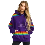 customized lsu tigers rainbow stripes purple hoodie best selling