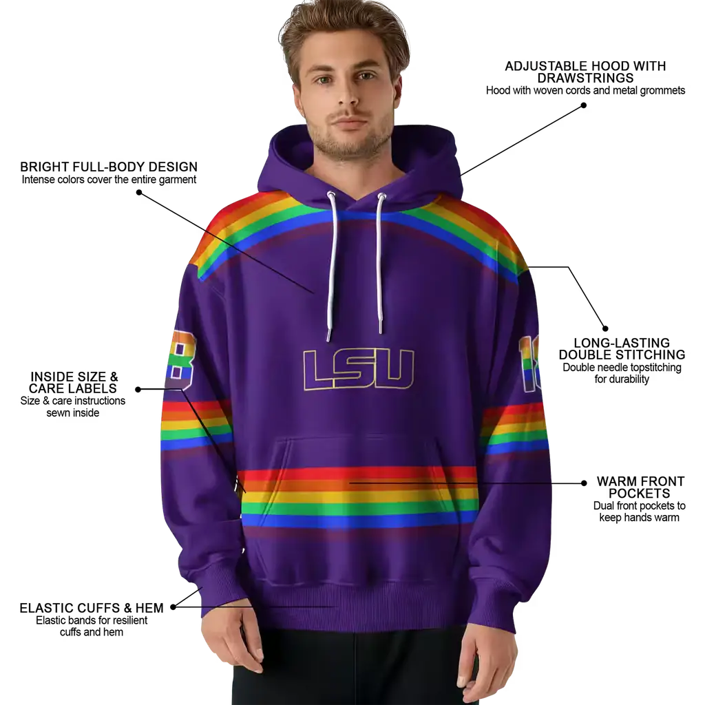 customized lsu tigers rainbow stripes purple hoodie latest model customized lsu tigers rainbow stripes purple hoodie latest model