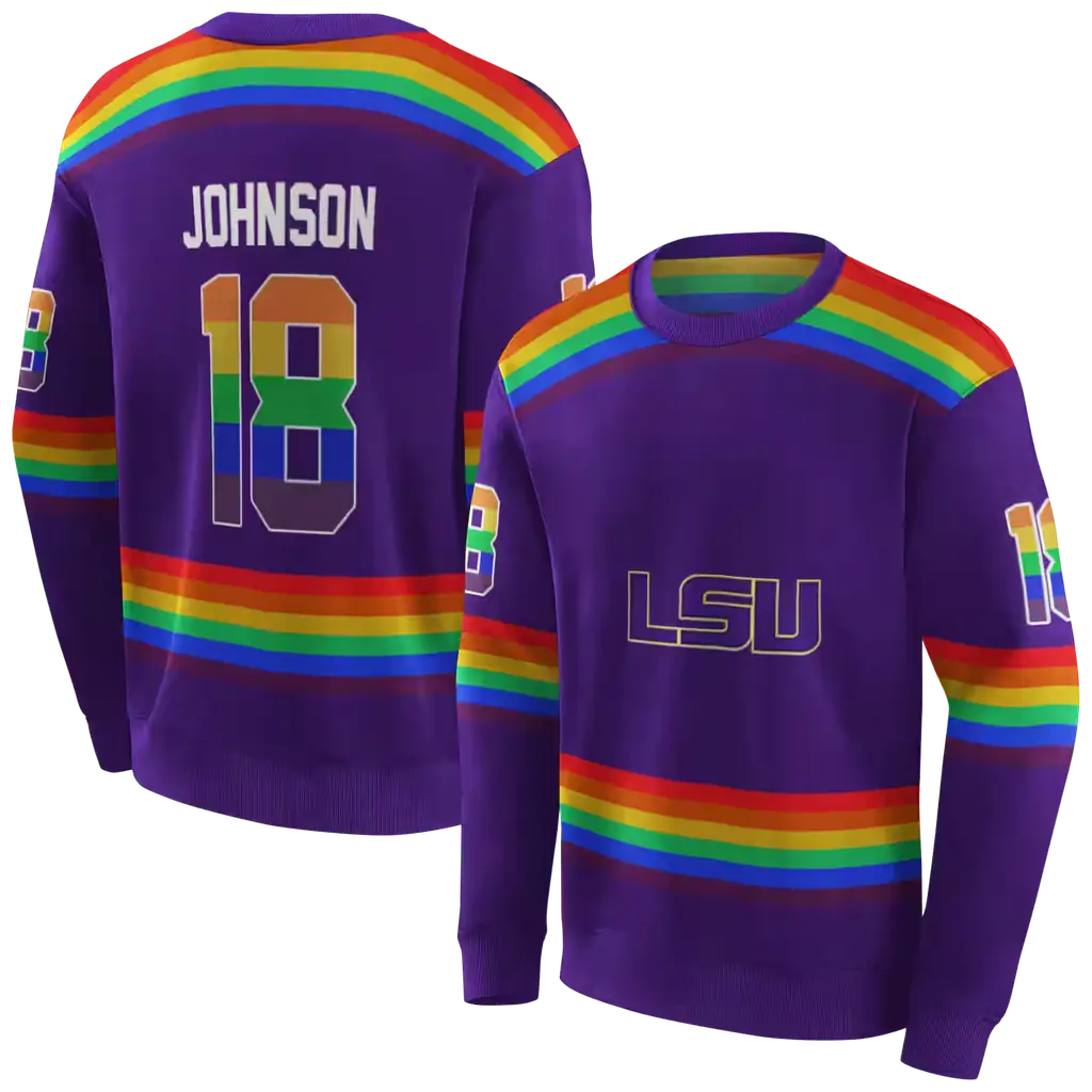customized lsu tigers rainbow stripes purple hoodie premium grade customized lsu tigers rainbow stripes purple hoodie premium grade
