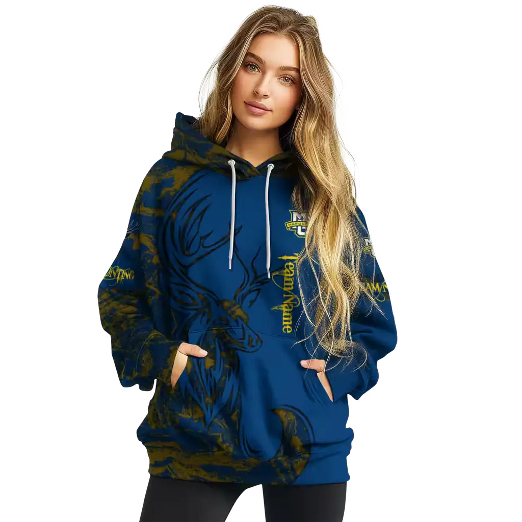 customized marquette golden eagles deer silhouette blue hoodie high quality customized marquette golden eagles deer silhouette blue hoodie high quality
