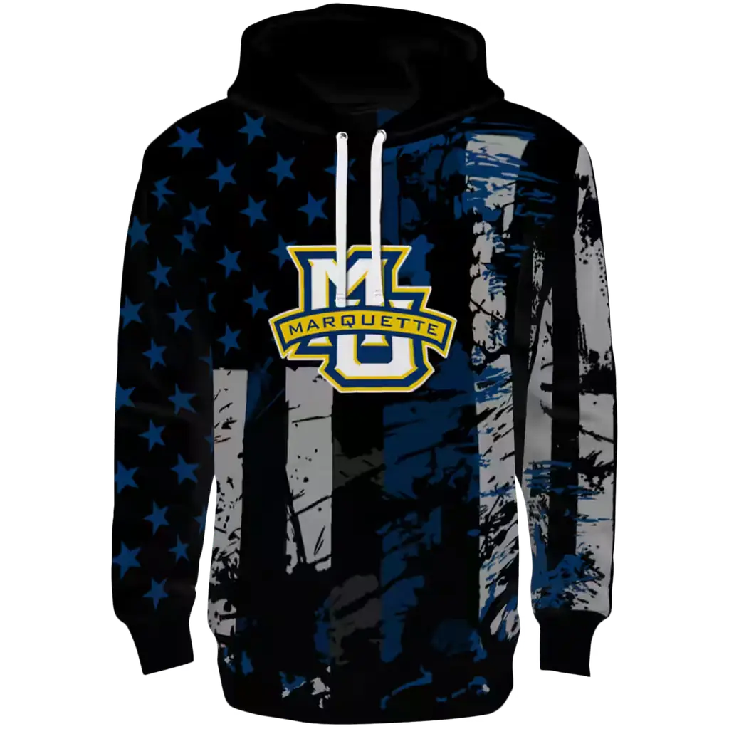 customized marquette golden eagles distressed flag blue black hoodie best selling customized marquette golden eagles distressed flag blue black hoodie best selling