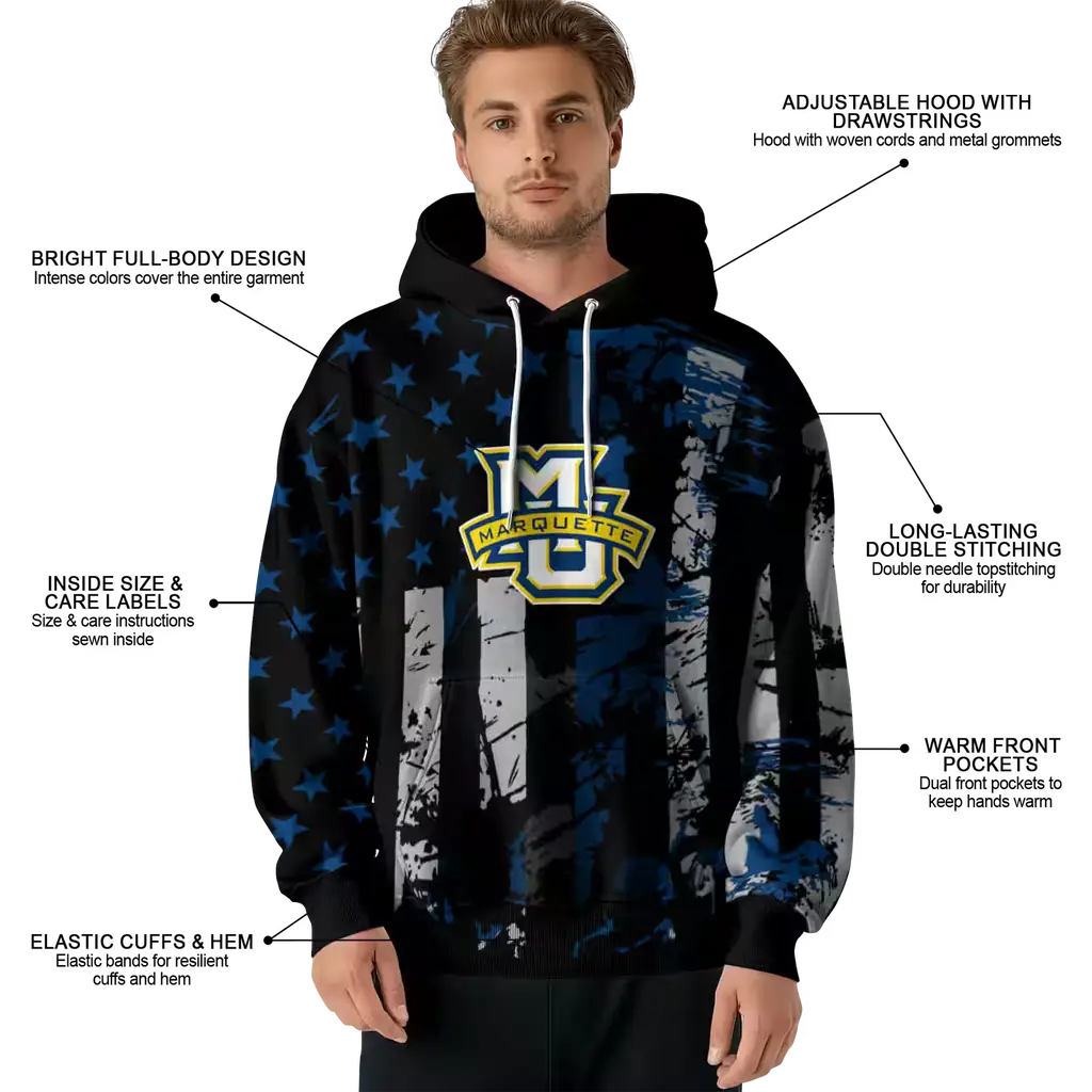 customized marquette golden eagles distressed flag blue black hoodie latest model customized marquette golden eagles distressed flag blue black hoodie latest model
