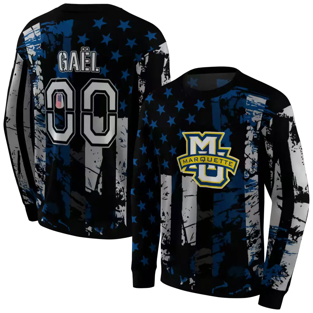 customized marquette golden eagles distressed flag blue black hoodie premium grade customized marquette golden eagles distressed flag blue black hoodie premium grade