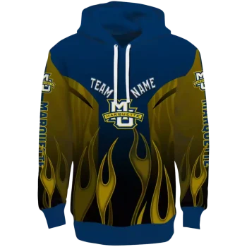 customized marquette golden eagles flame design blue hoodie best selling