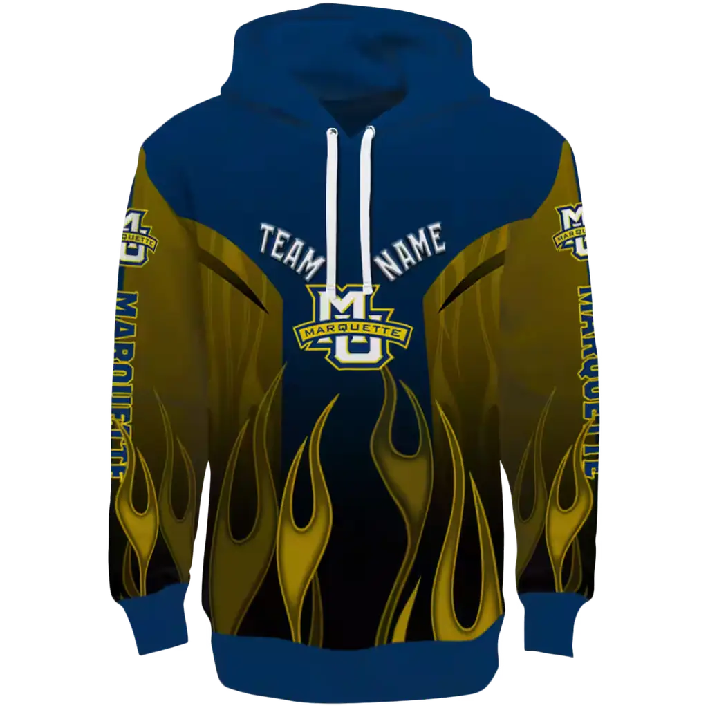 customized marquette golden eagles flame design blue hoodie best selling customized marquette golden eagles flame design blue hoodie best selling
