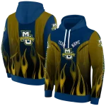 customized marquette golden eagles flame design blue hoodie best selling