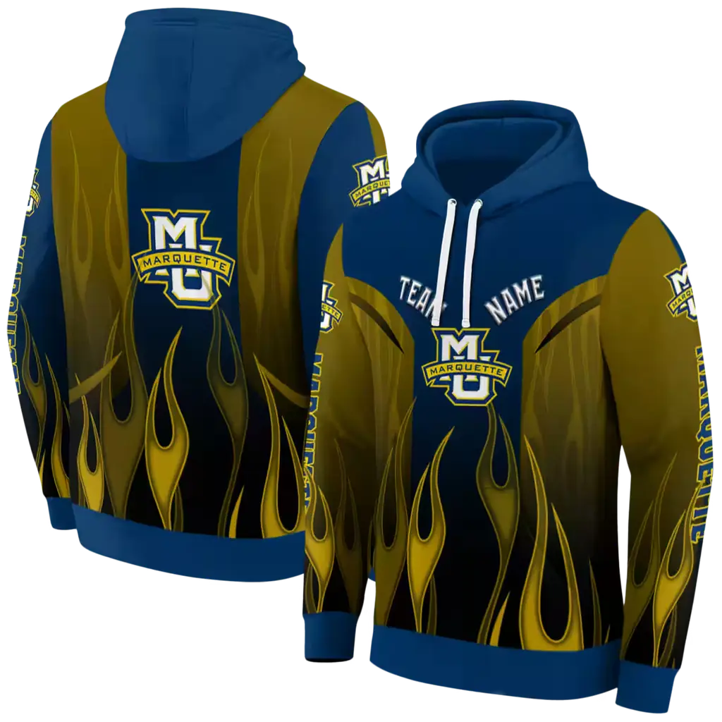 customized marquette golden eagles flame design blue hoodie fashion forward customized marquette golden eagles flame design blue hoodie fashion forward