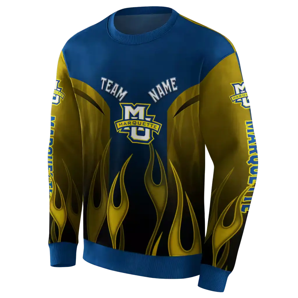 customized marquette golden eagles flame design blue hoodie new arrival customized marquette golden eagles flame design blue hoodie new arrival