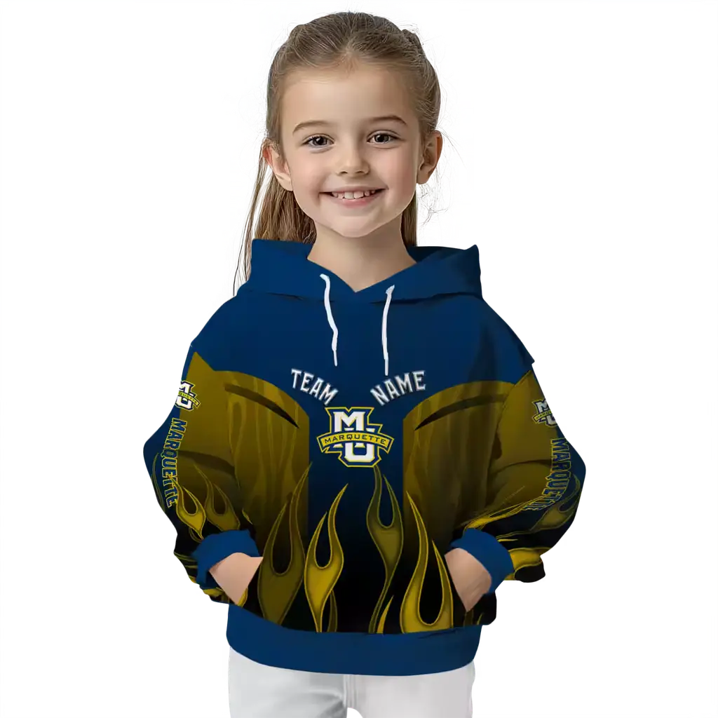 customized marquette golden eagles flame design blue hoodie top rated customized marquette golden eagles flame design blue hoodie top rated