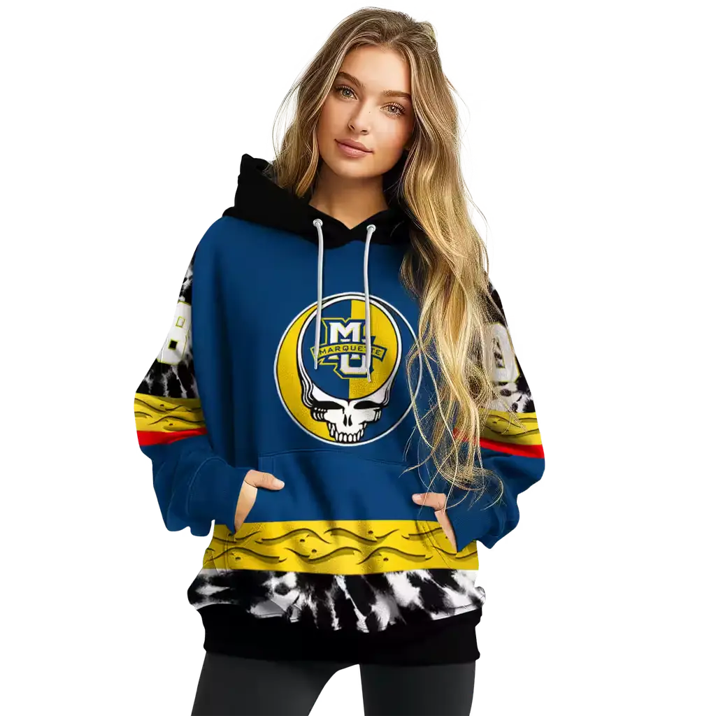 customized marquette golden eagles grateful vibes blue hoodie high quality customized marquette golden eagles grateful vibes blue hoodie high quality