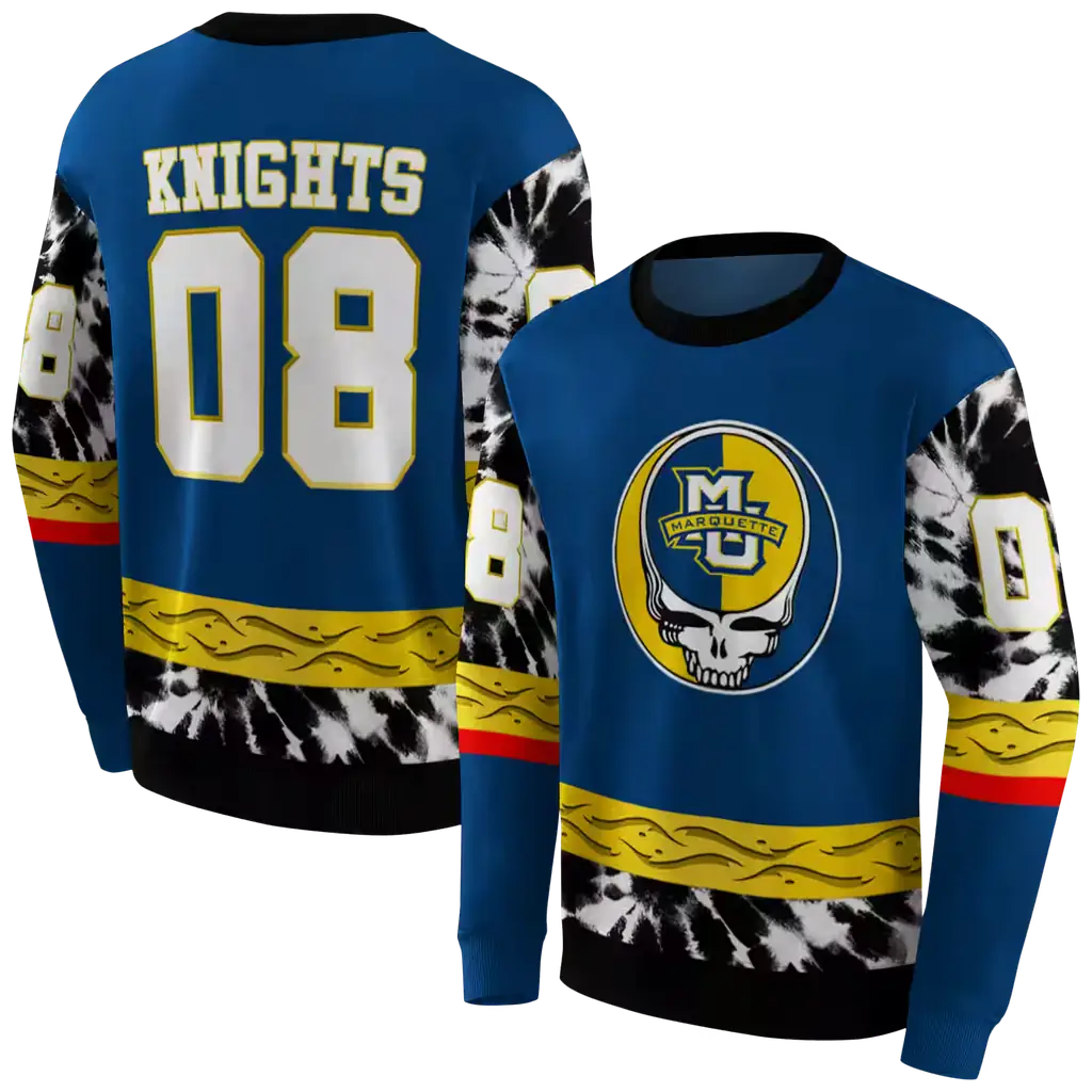 customized marquette golden eagles grateful vibes blue hoodie premium grade customized marquette golden eagles grateful vibes blue hoodie premium grade