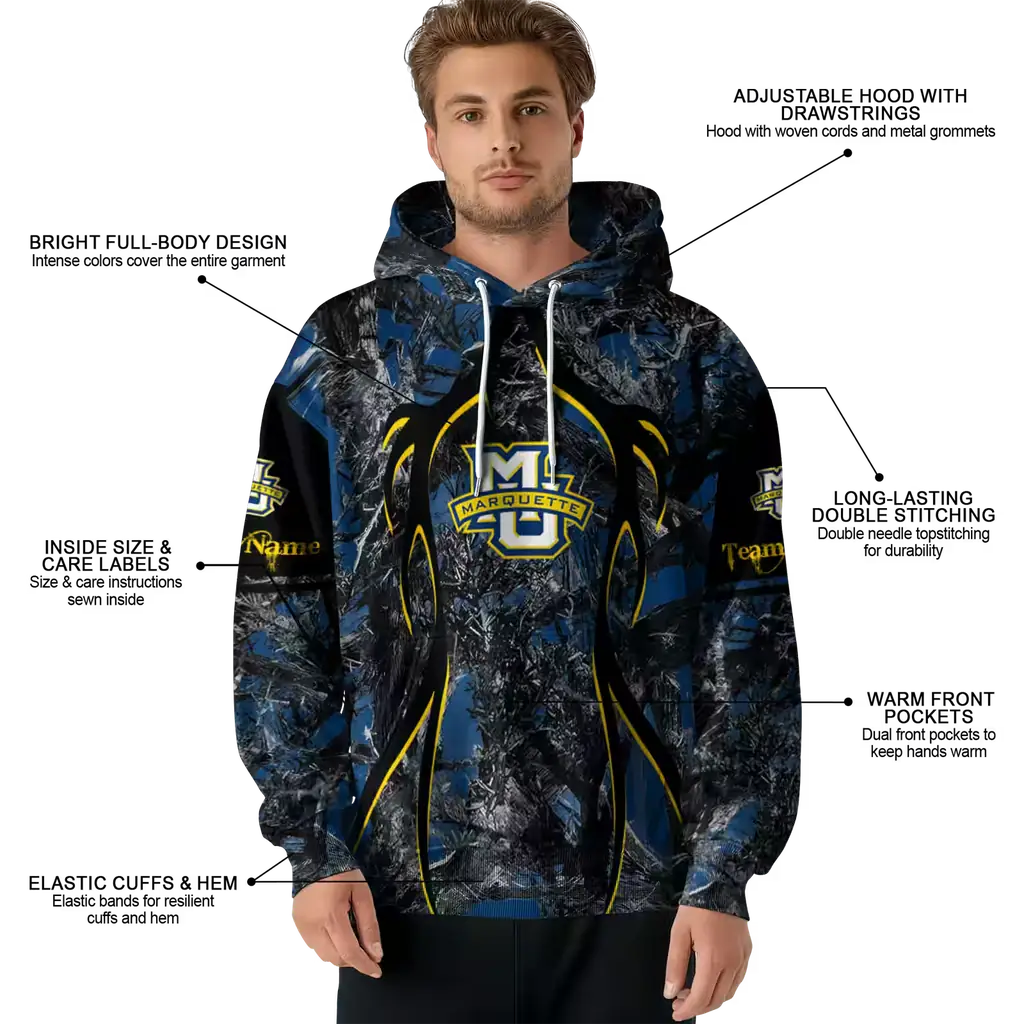 customized marquette golden eagles hunting theme blue black hoodie latest model customized marquette golden eagles hunting theme blue black hoodie latest model